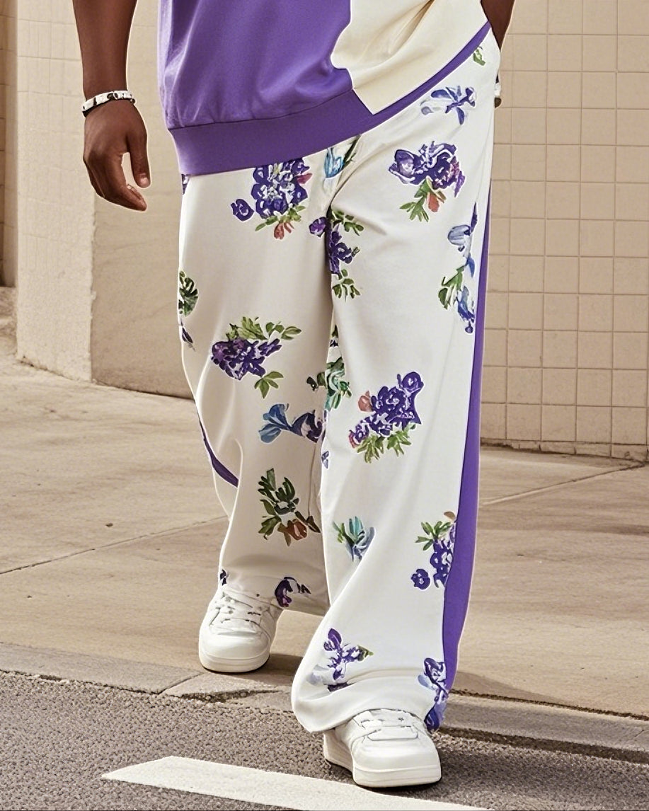 Big & Tall Purple Streetwear Vest Pants Set for big men view 3