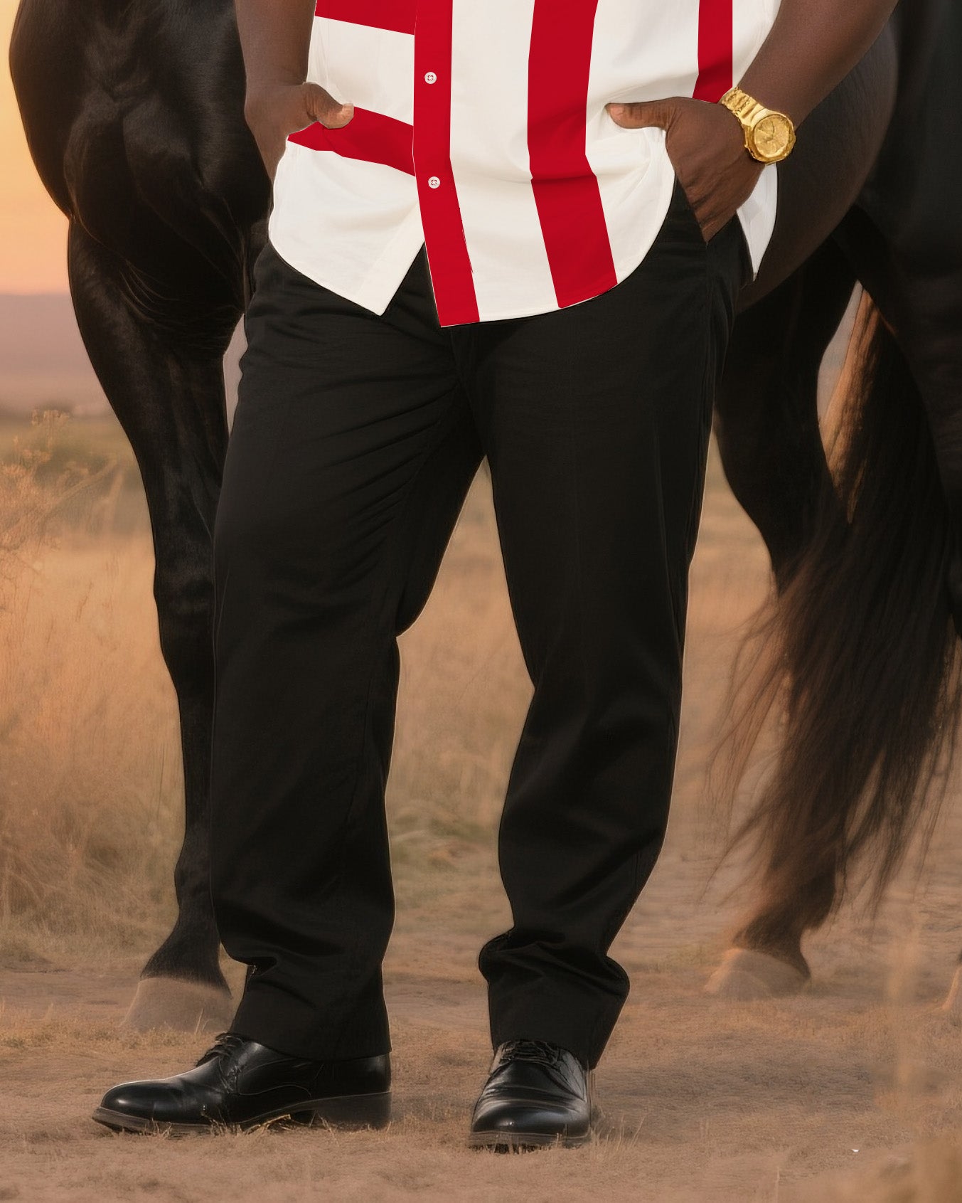 Big & Tall Western T-Shirt Pants Set for big men view 4