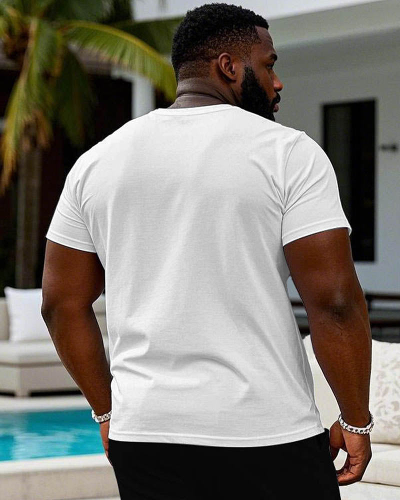 Big & Tall White Hawaiian Graphic T-Shirt for big men view 4