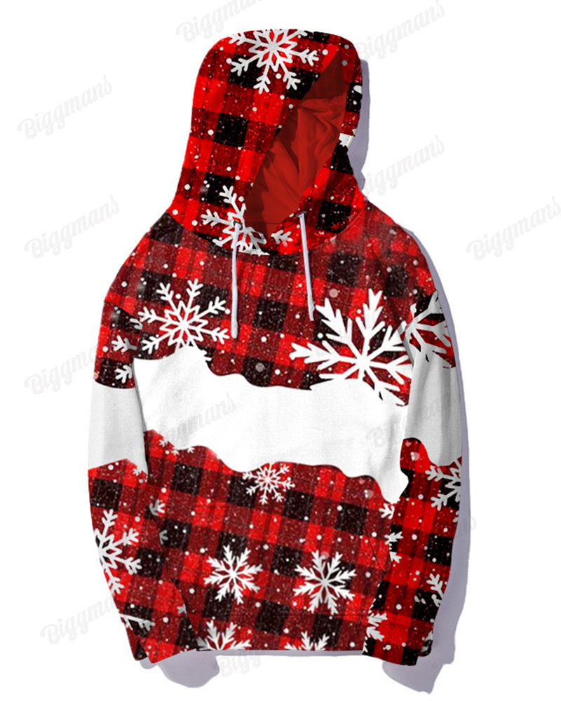 Big & Tall Plaid Hoodie Sweatpants Set for big men view 3