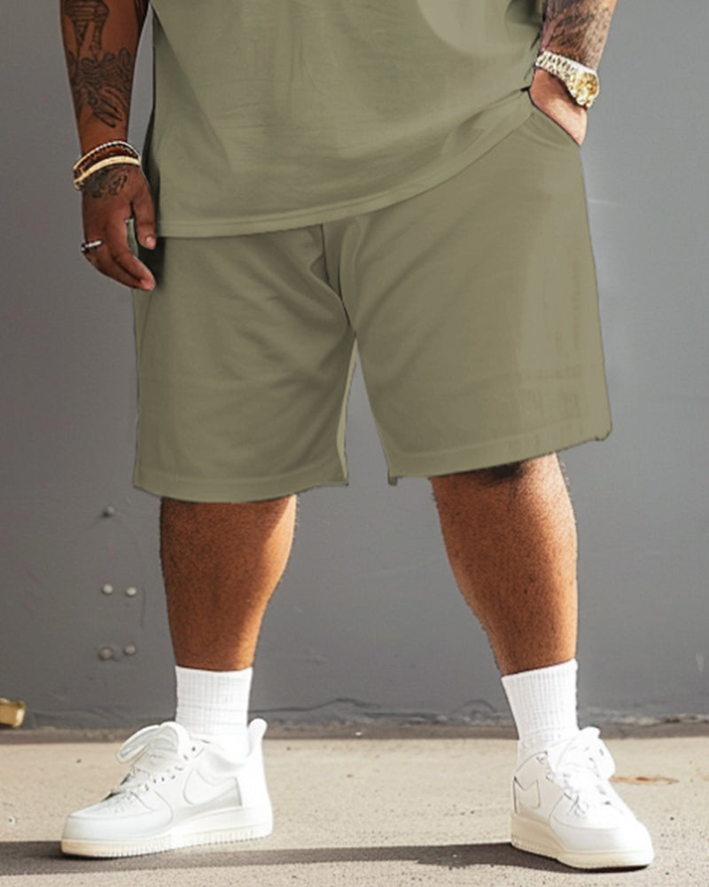 Big & Tall Green Graphic Camouflage Two-piece Set for big men view 4