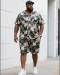 Big & Tall Camouflage T-Shirt Shorts Set for big men view 1