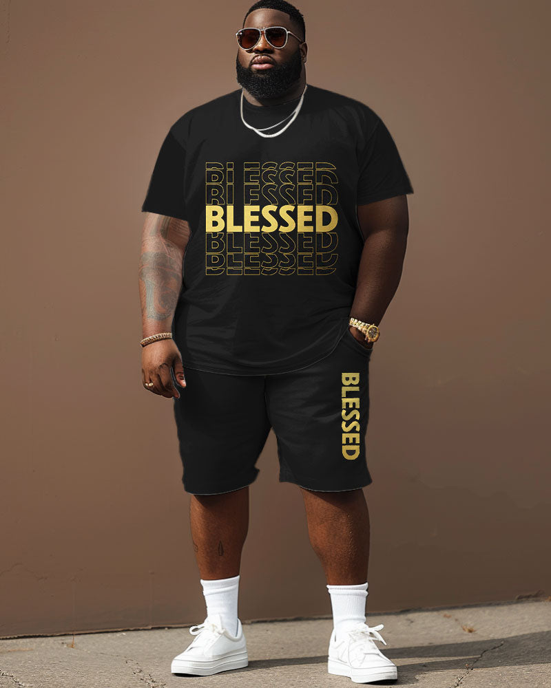 Big & Tall Graphic T-Shirt Shorts Set for big men view 1