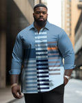 Big & Tall Plaid Striped Long Sleeve Shirt for big men