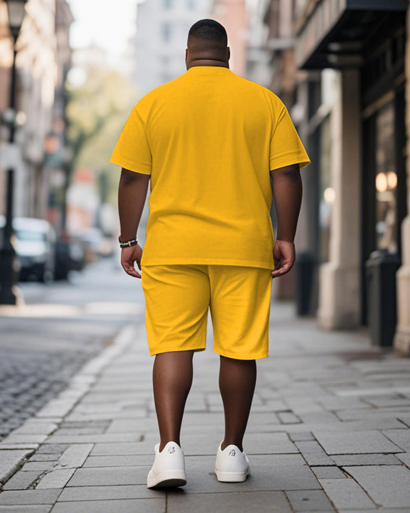 Big & Tall Yellow Graphic T-Shirt Shorts Set for big men view 4