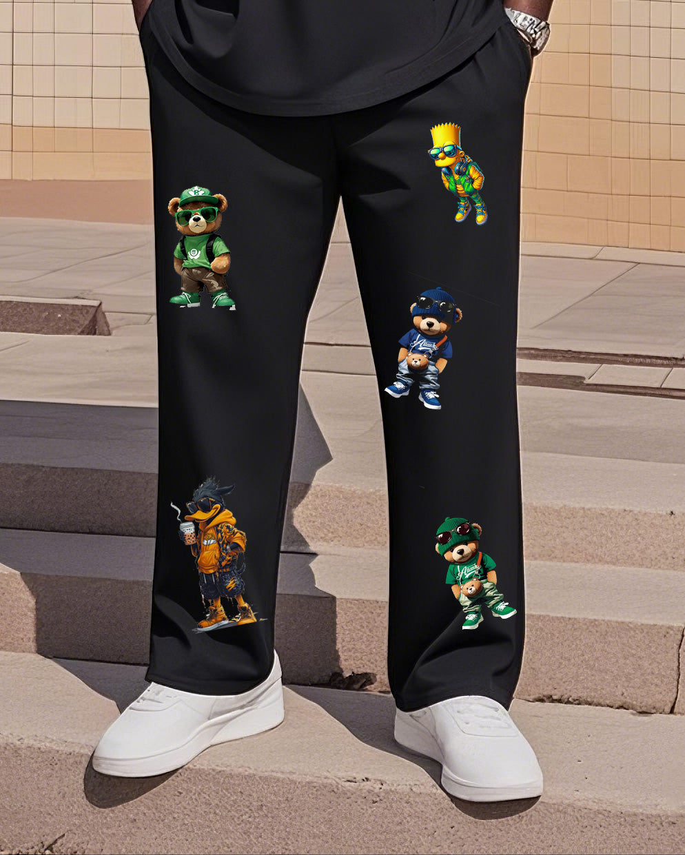 Big & Tall Graphic Streetwear Two-piece Set for big men view 3
