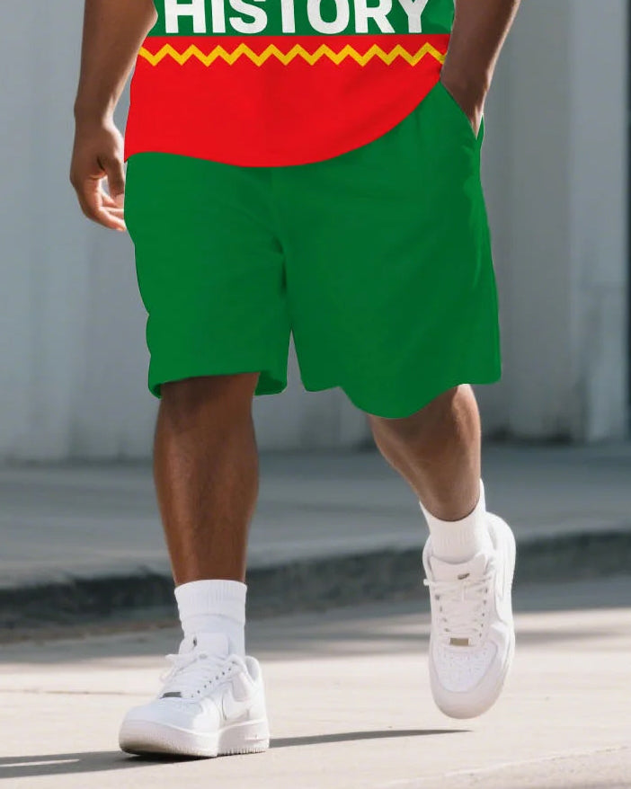 Big & Tall Black Juneteenth Polo Shorts Set for big men view 3
