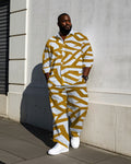 Big & Tall Yellow Geometric T-Shirt Pants Set for big men view 1