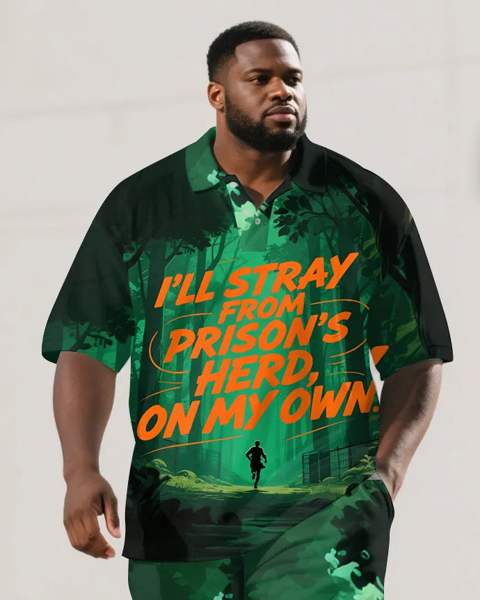 Big & Tall Graphic Graffiti Polo Shorts Set for big men view 2