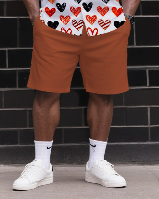 Big & Tall Hawaiian Colorblock T-Shirt Shorts Set for big men view 3
