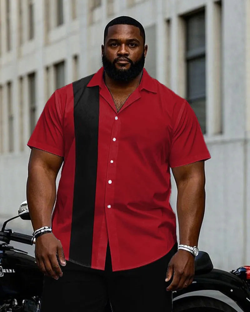 Big & Tall Black Red T-Shirt Pants Set for big men view 2