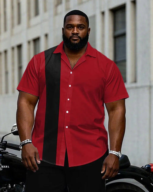 Big & Tall Black Red T-Shirt Pants Set for big men view 2