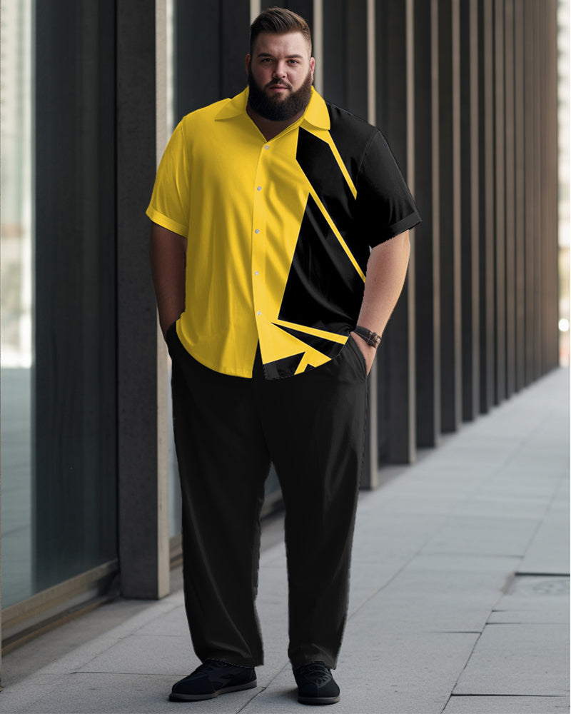 Big & Tall Geometric T-Shirt Pants Set for big men view 1