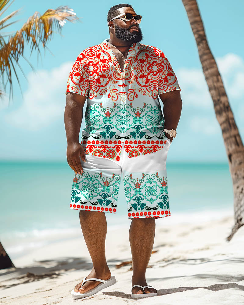 Big & Tall Graphic Floral T-Shirt Shorts Set for big men view 1
