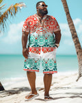 Big & Tall Graphic Floral T-Shirt Shorts Set for big men view 1
