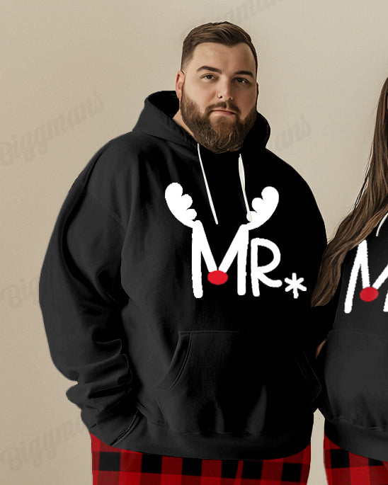 Big & Tall Plaid Graphic Hoodie Sweatpants Set for big men view 3