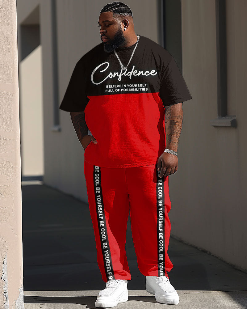 Big & Tall Colorblock Graphic T-Shirt Pants Set for big men view 1