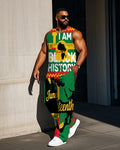 Big & Tall Black Juneteenth Vest Pants Set for big men view 1