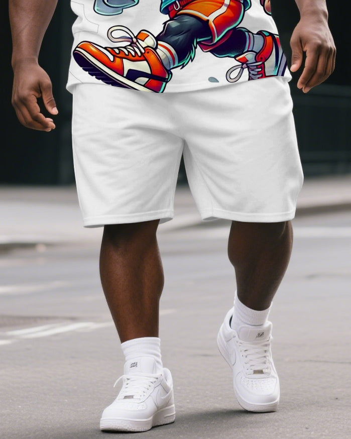 Big & Tall Graphic Streetwear T-Shirt Shorts Set for big men view 3