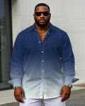 Big & Tall White Blue Gradient Long Sleeve Shirt for big men view 1