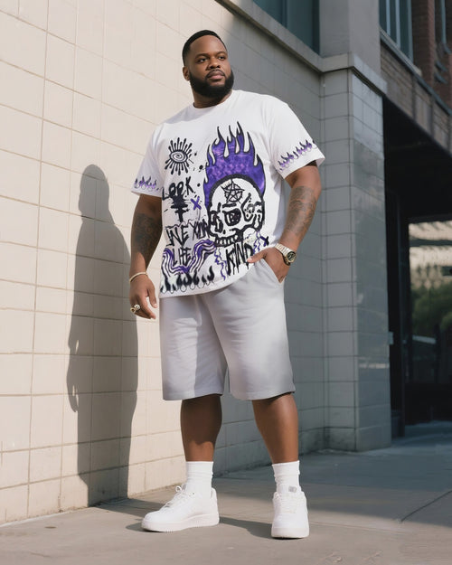 Big & Tall Graphic Graffiti T-Shirt Shorts Set for big men view 1