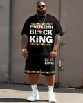 Big & Tall Black Juneteenth T-Shirt Shorts Set for big men view 2