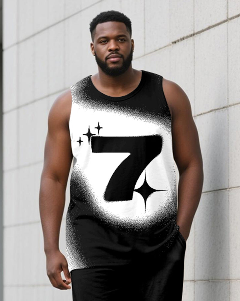 Big & Tall Black Gradient Vest Pants Set for big men view 2
