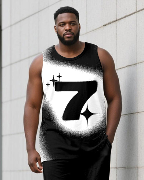 Big & Tall Black Gradient Vest Pants Set for big men view 2