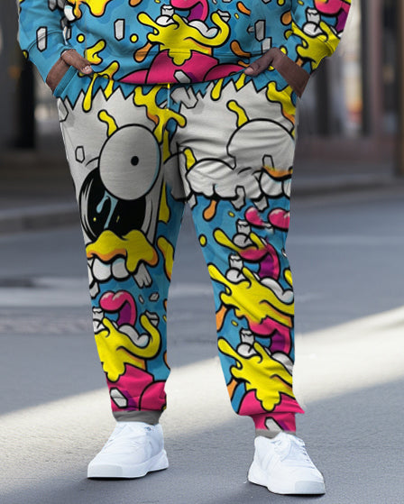 Big & Tall Graffiti Hoodie Sweatpants Set for big men view 3