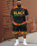 Big & Tall Black Graffiti Camouflage Two-piece Set for big men view 1