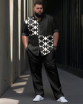 Big & Tall Geometric Graphic Patchwork Jeans for big men view 1