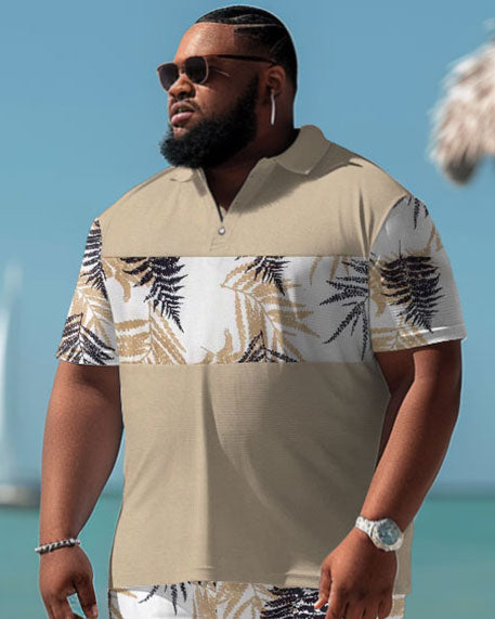 Big & Tall Hawaiian Graphic T-Shirt Shorts Set for big men view 3