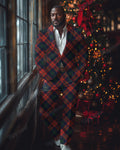 Big & Tall Red Green Plaid Two-piece Set for big men view 1