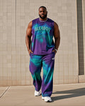 Big & Tall Gradient Streetwear Vest Pants Set for big men view 1
