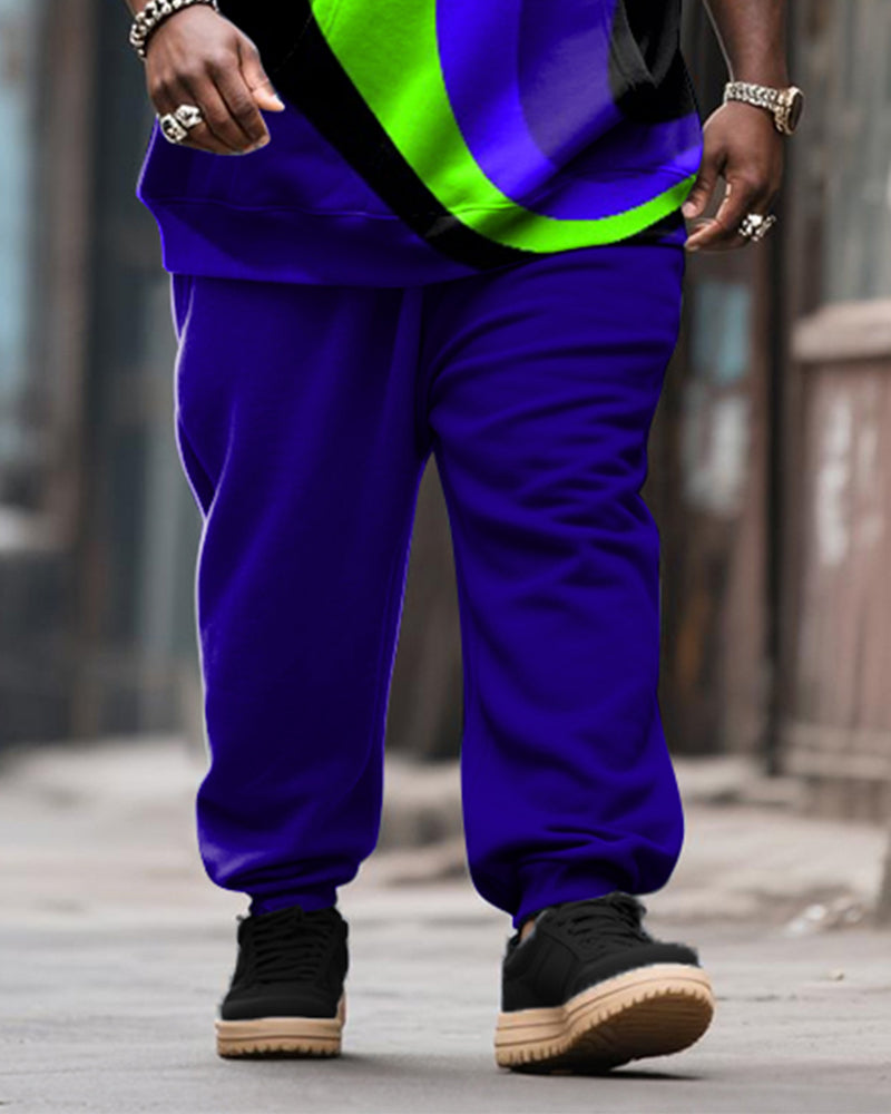 Big & Tall Purple Colorblock Hoodie Sweatpants Set for big men view 3