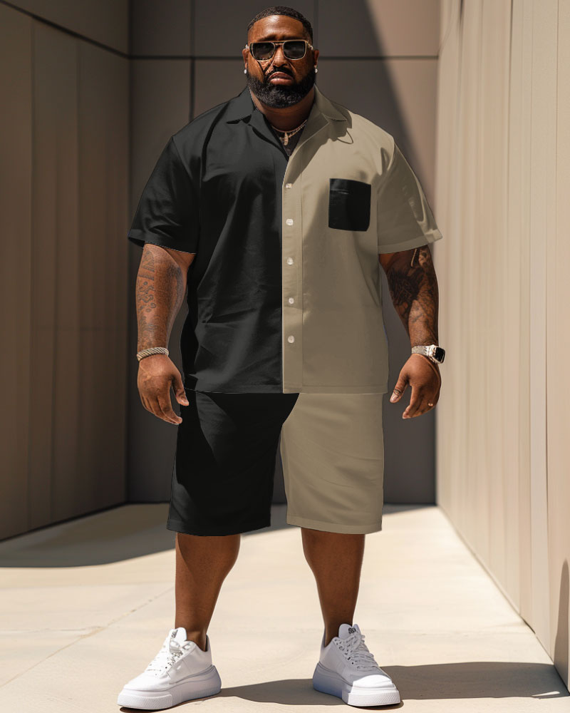 Big & Tall Colorblock T-Shirt Shorts Set for big men view 1