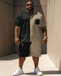 Big & Tall Colorblock T-Shirt Shorts Set for big men view 1
