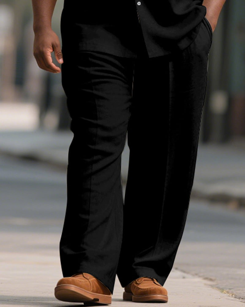 Big & Tall Business Casual T-Shirt Pants Set for big men view 3