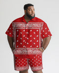 Big & Tall Graphic Floral Vintage T-Shirt Shorts Set for big men view 1