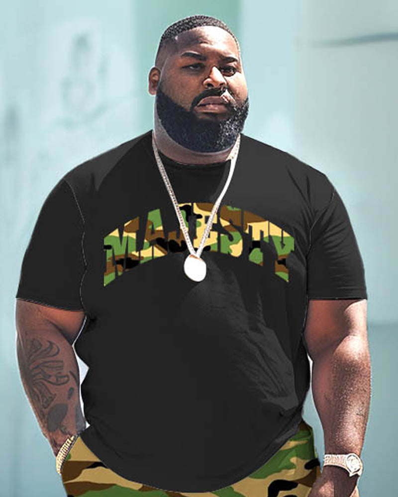 Big & Tall Graphic Camouflage T-Shirt Shorts Set for big men view 2