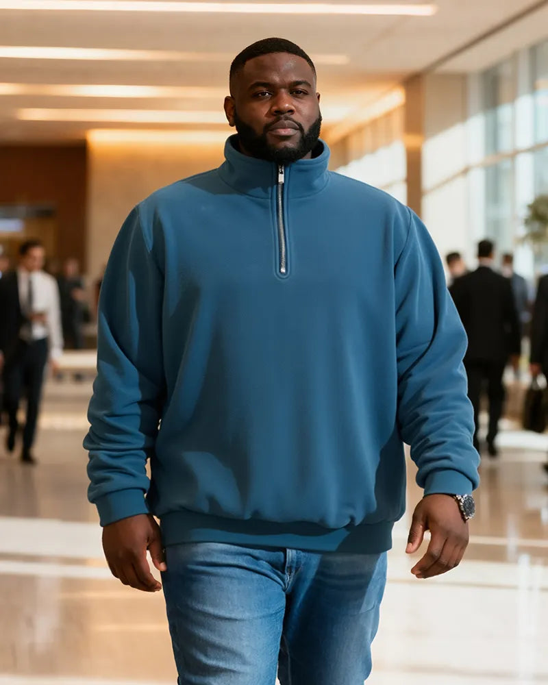 Big & Tall Blue Solid Color Polo Shirt for big men view 5