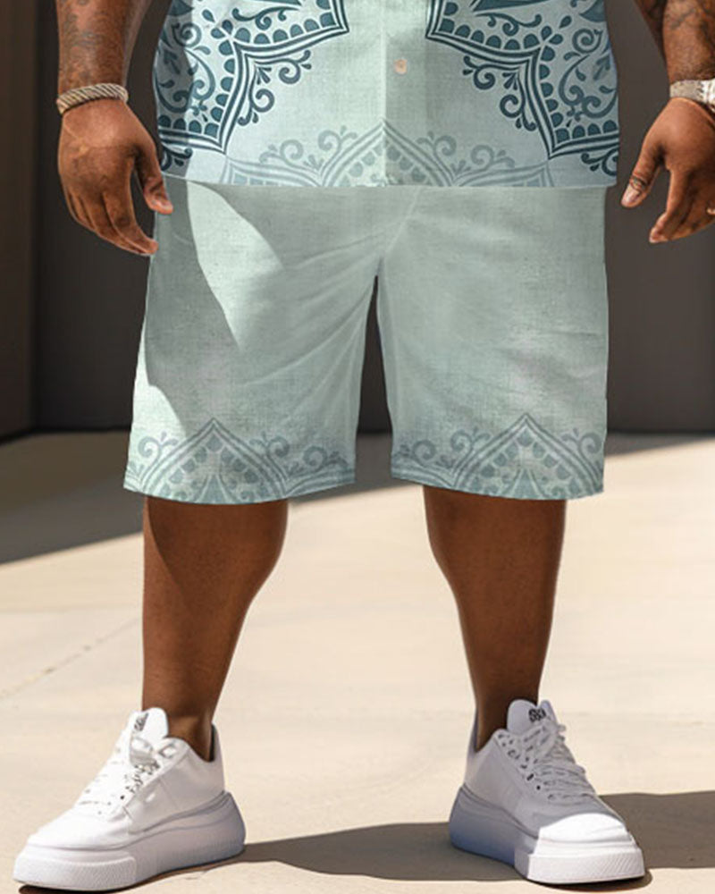Big & Tall Blue Geometric Graphic Jeans for big men view 3