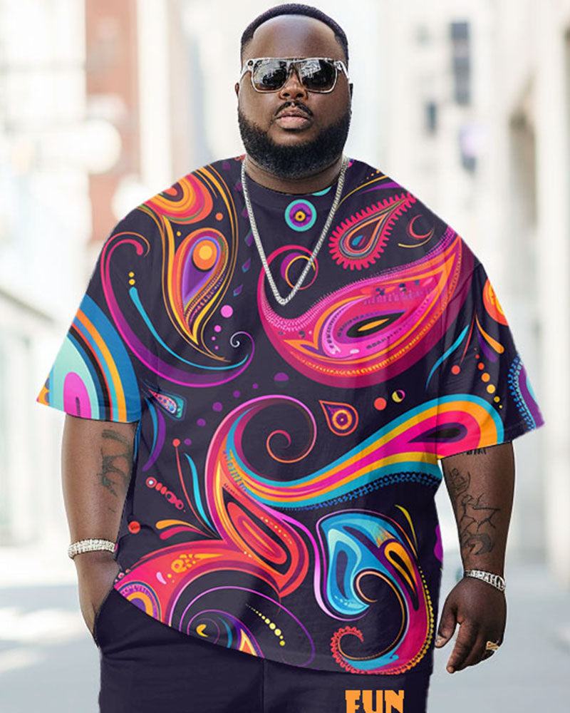 Big & Tall Graphic Streetwear T-Shirt Pants Set for big men view 2