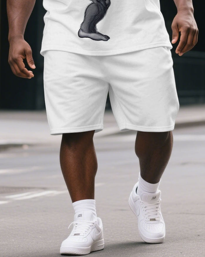 Big & Tall Graphic Athletic T-Shirt Shorts Set for big men view 3