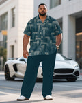 Big & Tall Green Business Casual T-Shirt Pants Set for big men view 1
