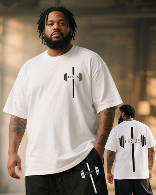 Big & Tall Striped T-Shirt Pants Set for big men view 2