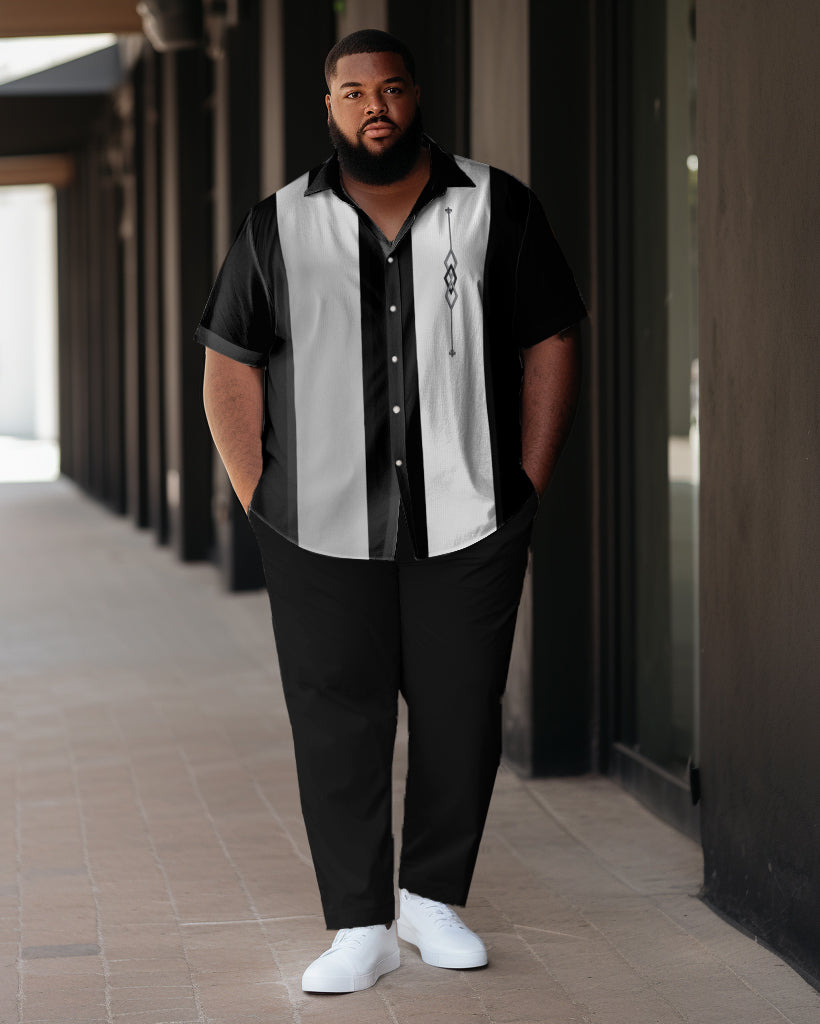 Big & Tall Colorblock Graphic T-Shirt Pants Set for big men view 1