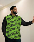 Big & Tall Green Geometric Long Sleeve Shirt for big men view 1