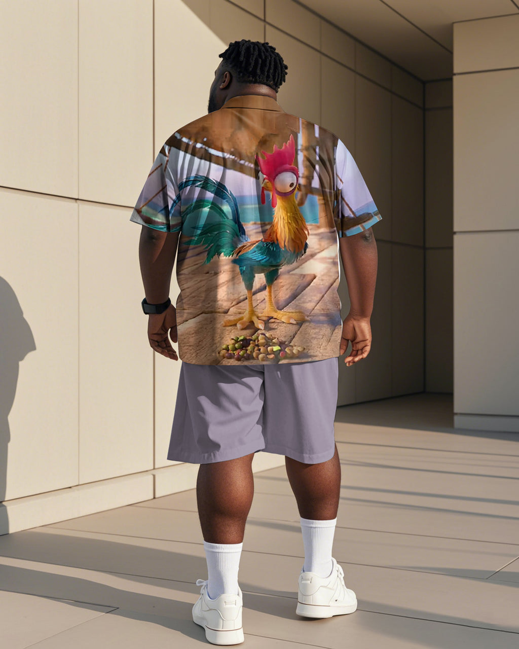 Big & Tall Purple Graphic T-Shirt Shorts Set for big men view 4