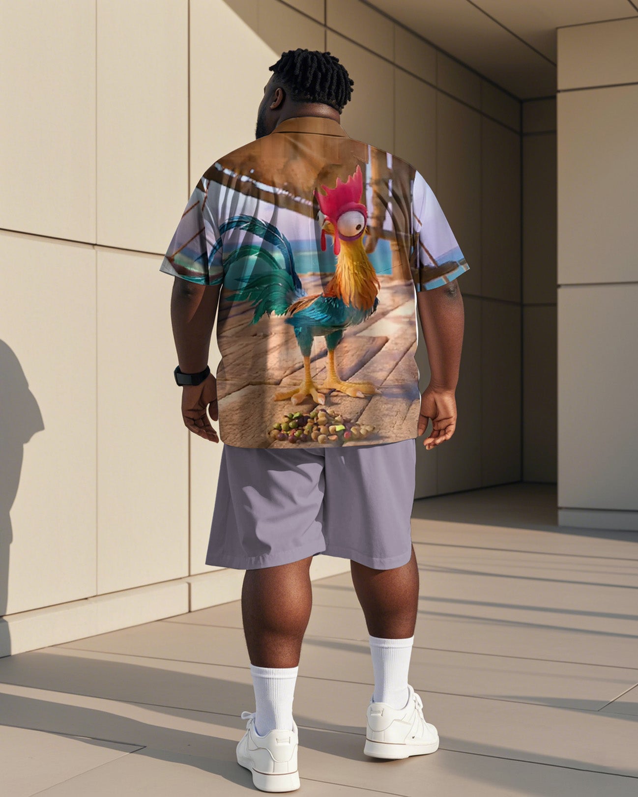 Big & Tall Purple Graphic T-Shirt Shorts Set for big men view 4